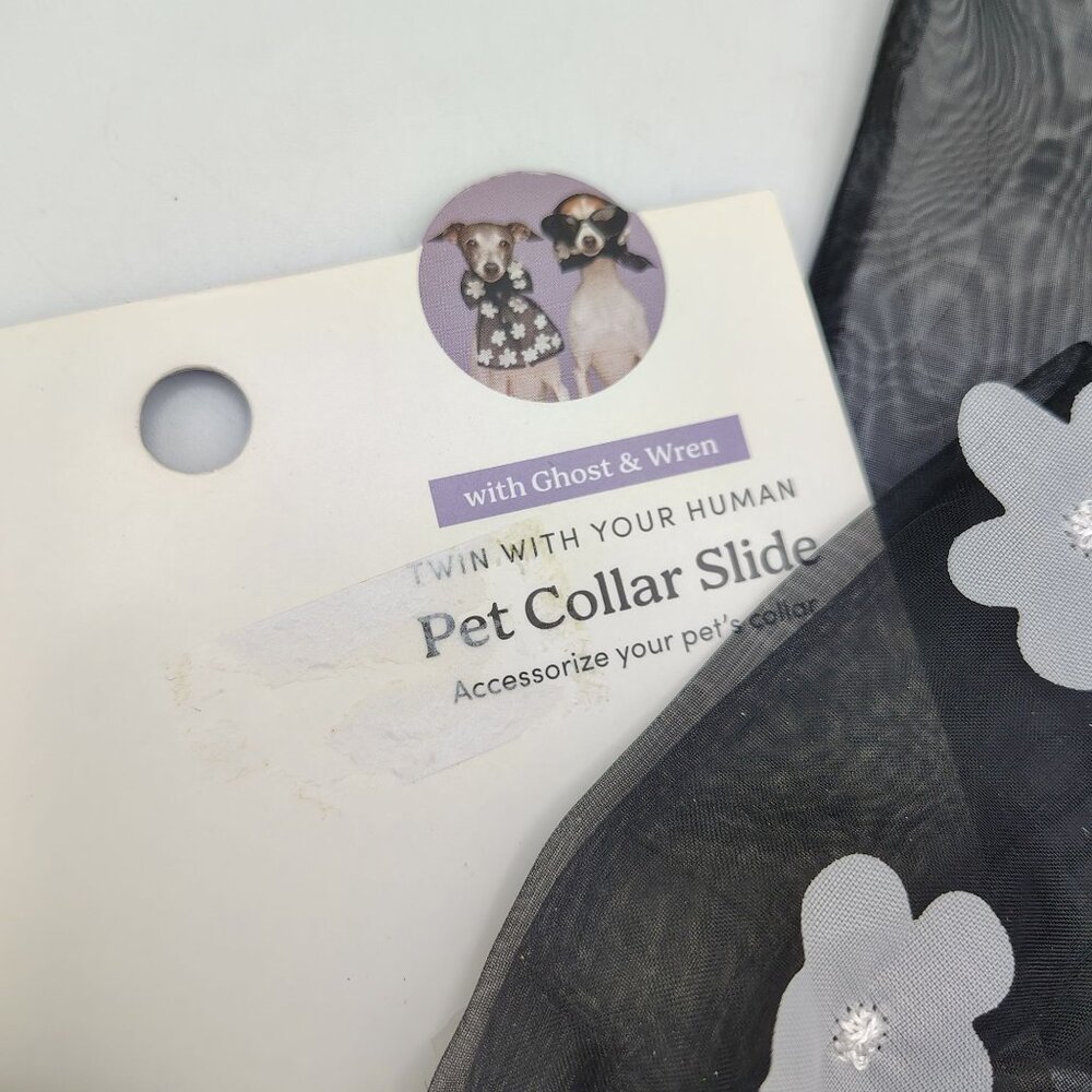 Pet Bow Collar Slide Cuddle Collab Black Sheer White Flowers Lot of 3 Dog Cat - Picture 5 of 12